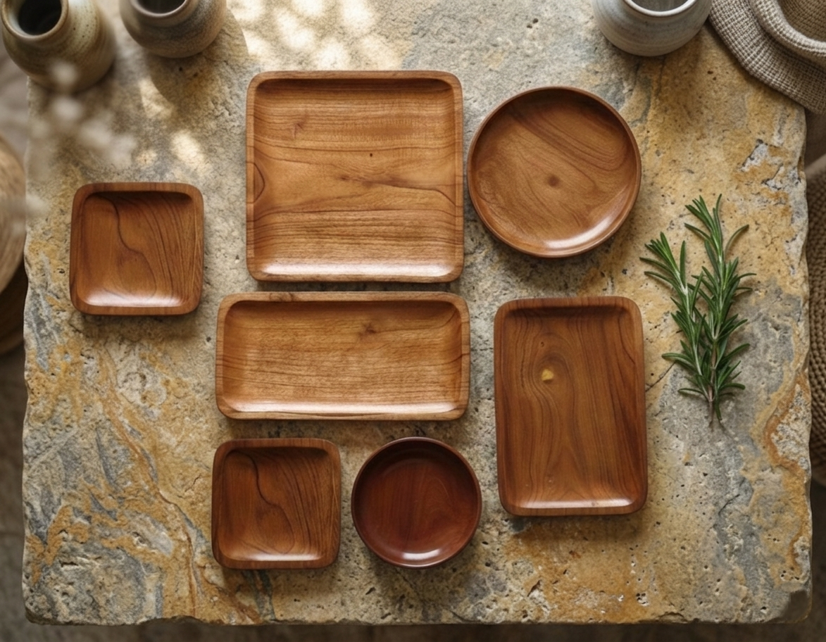 Wooden Platter Set Combo
