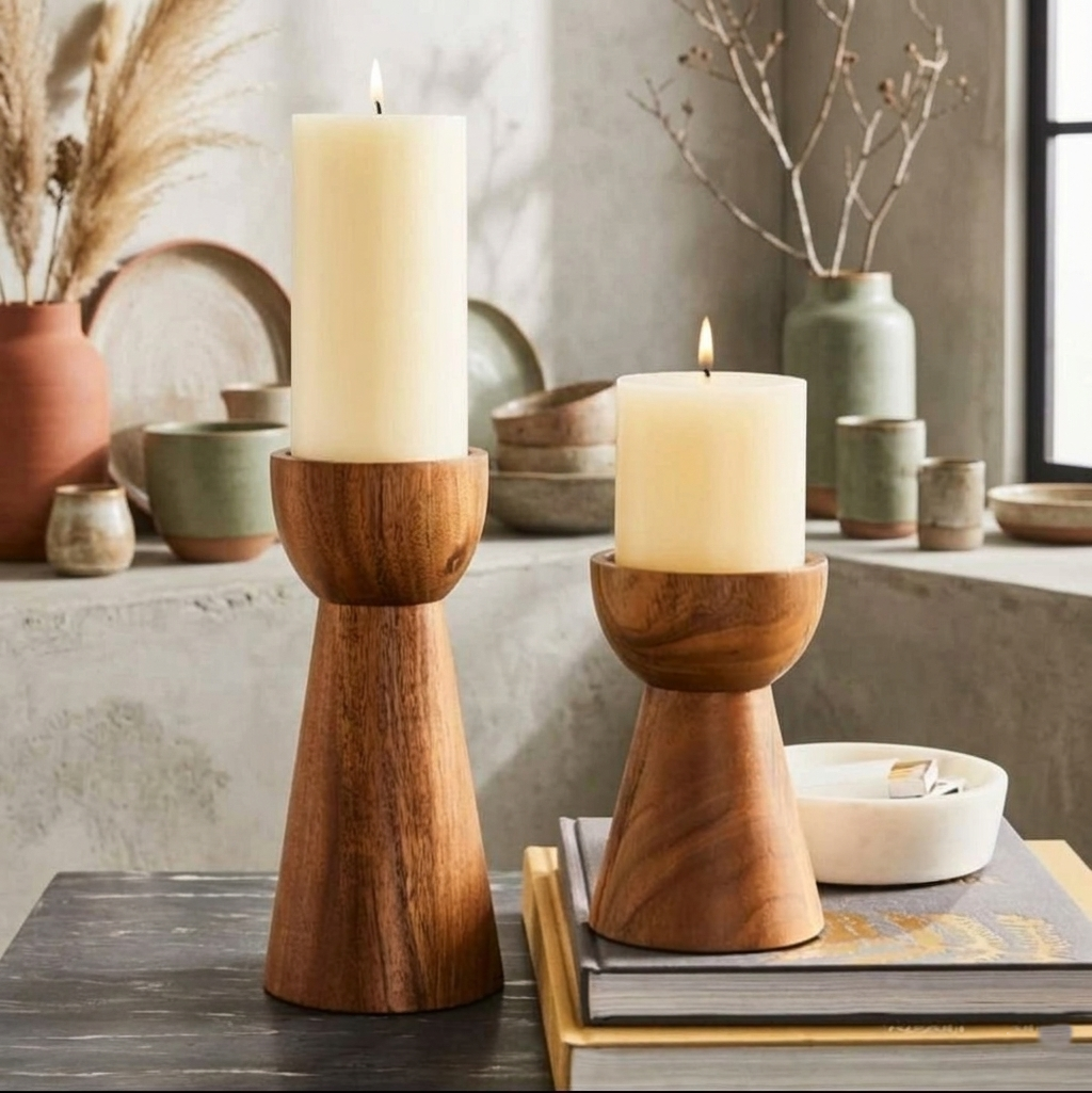 Wooden Candle Holder (Set of 3)"