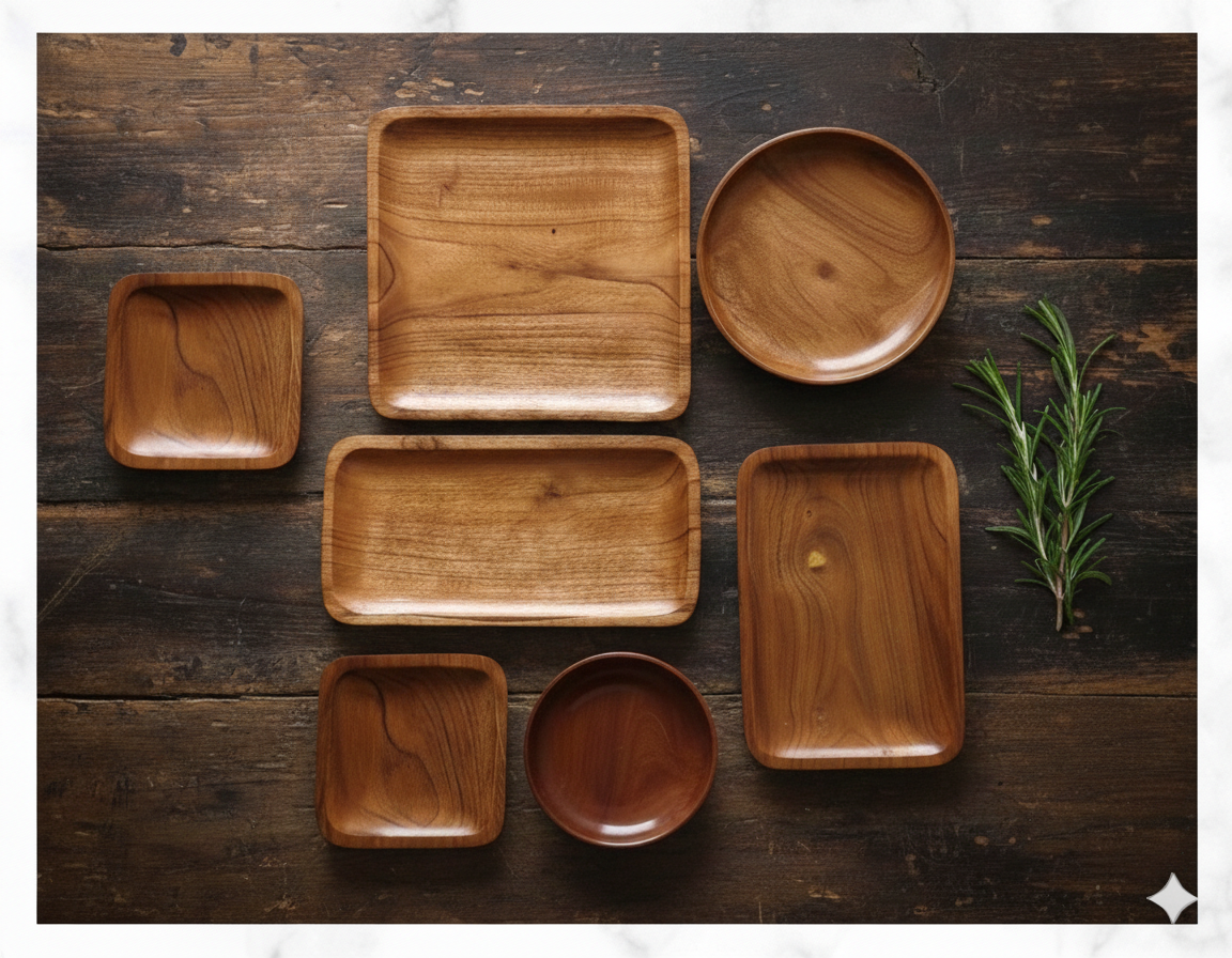 Wooden Platter Set Combo