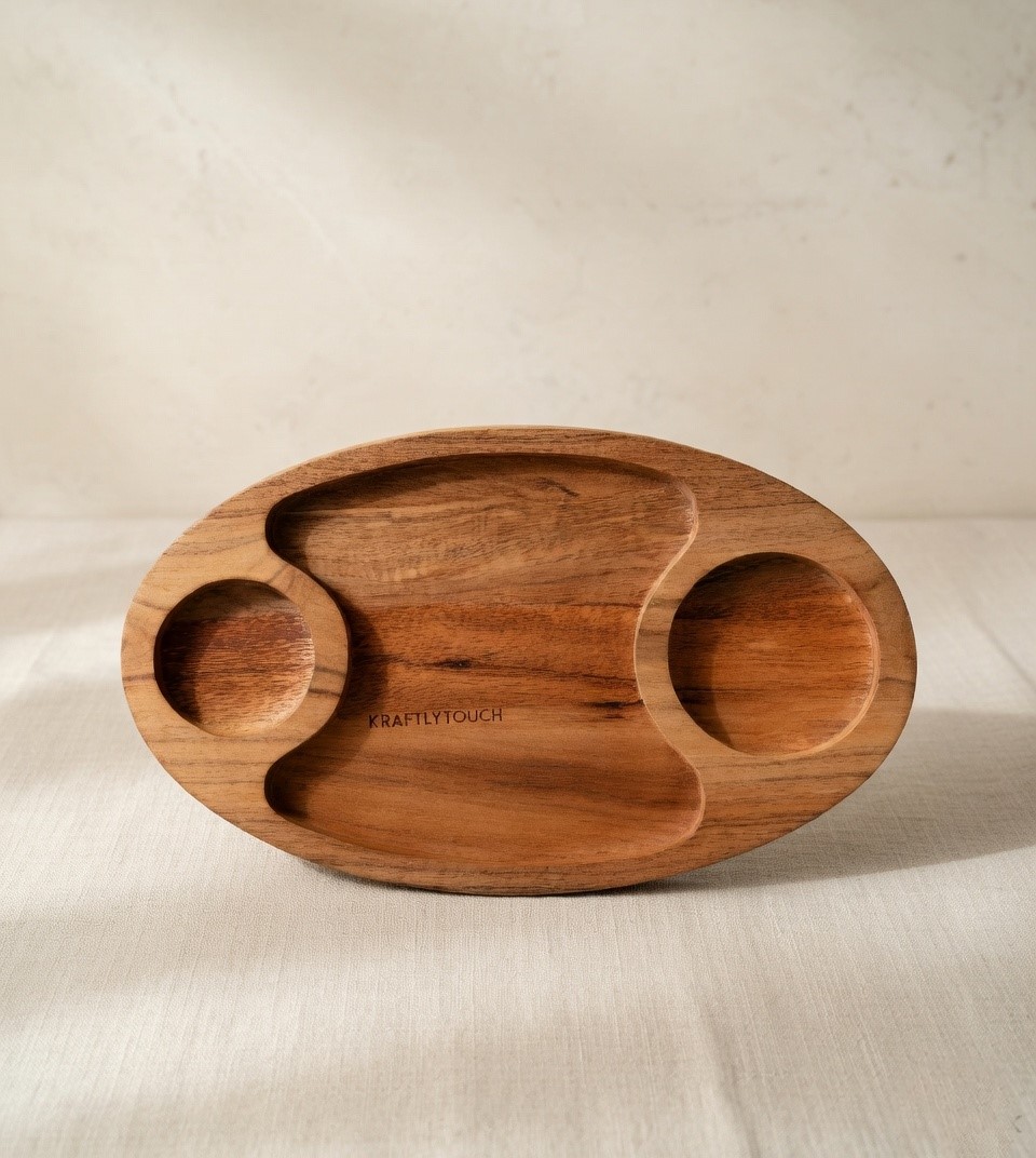 Chip and Dip Wooden Serving Platter