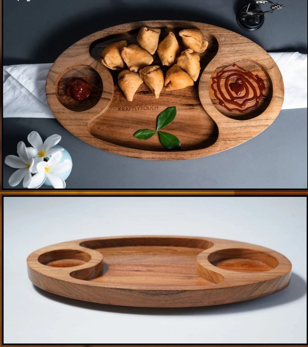 Chip and Dip Wooden Serving Platter