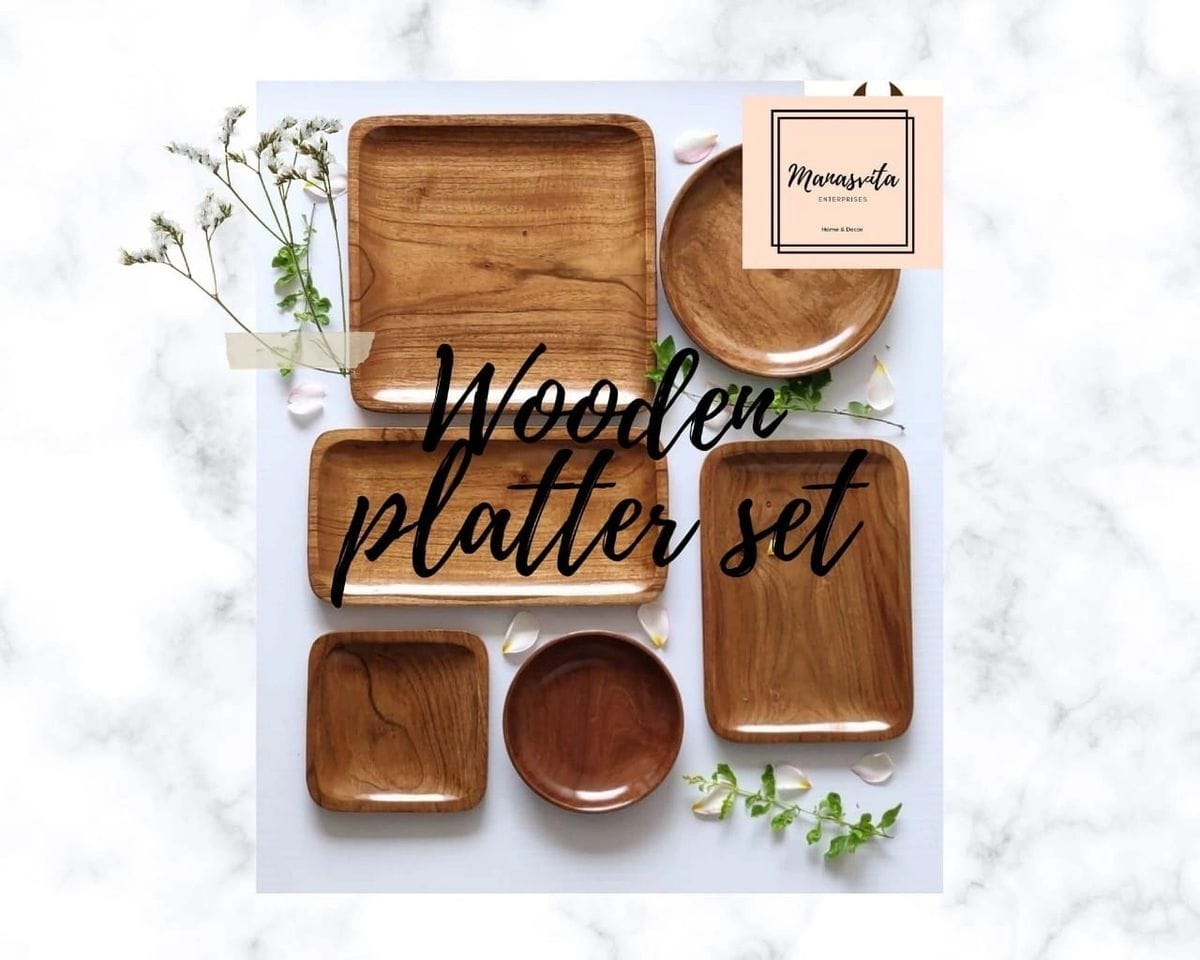 Wooden Platter Set Combo