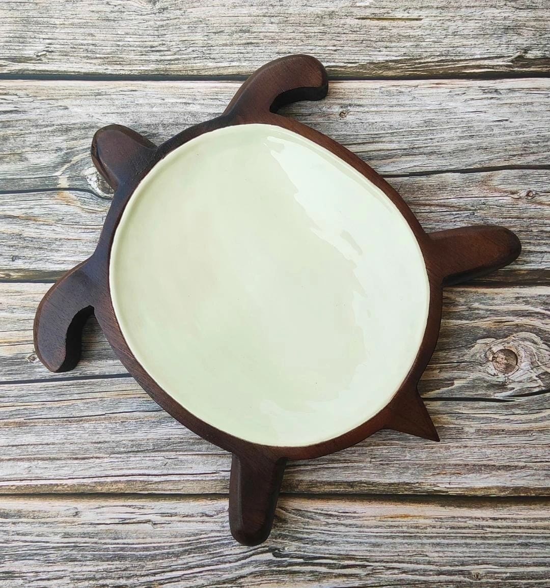 Turtle-Shaped Ceramic Serving Plate