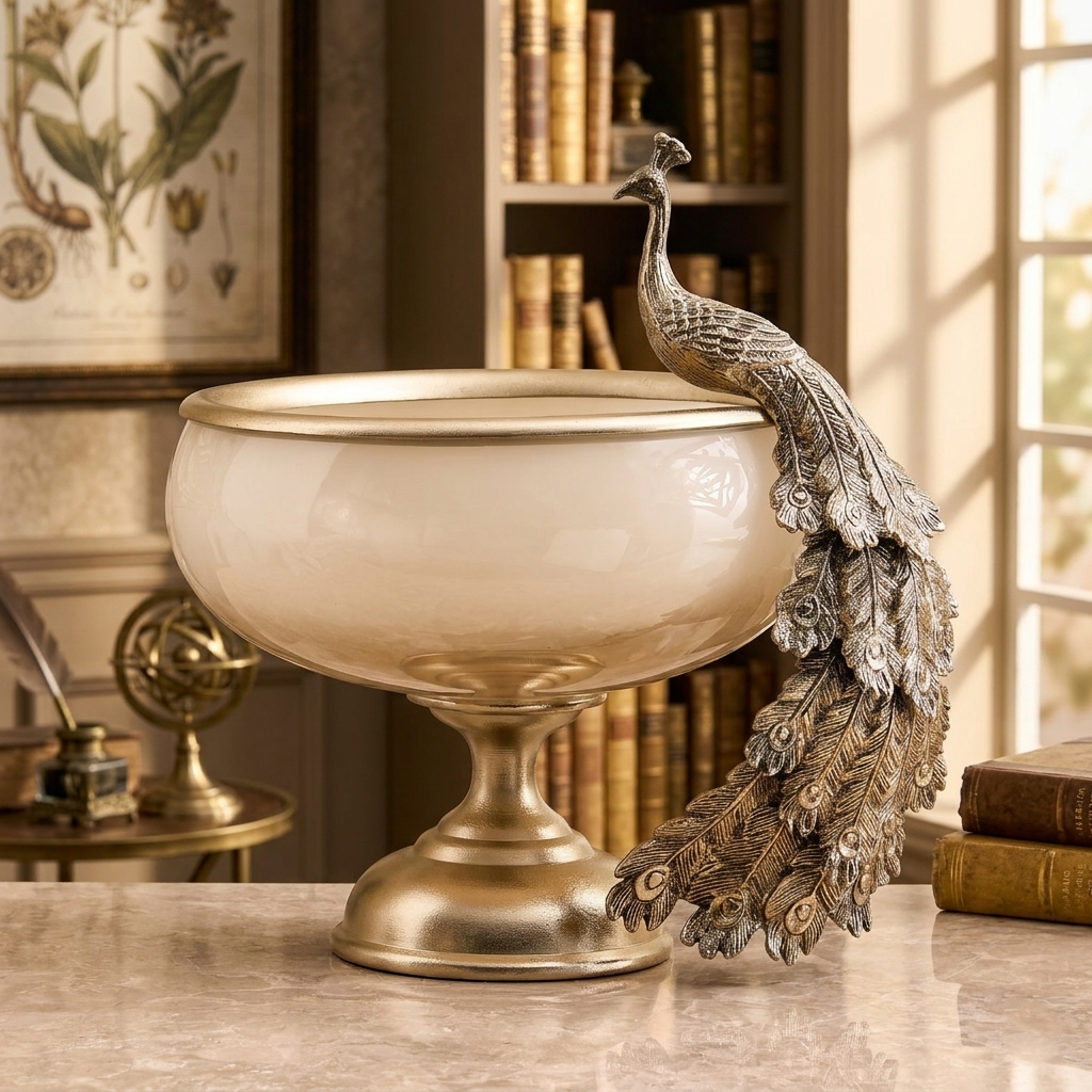 Peacock Decorative Glass Bowl