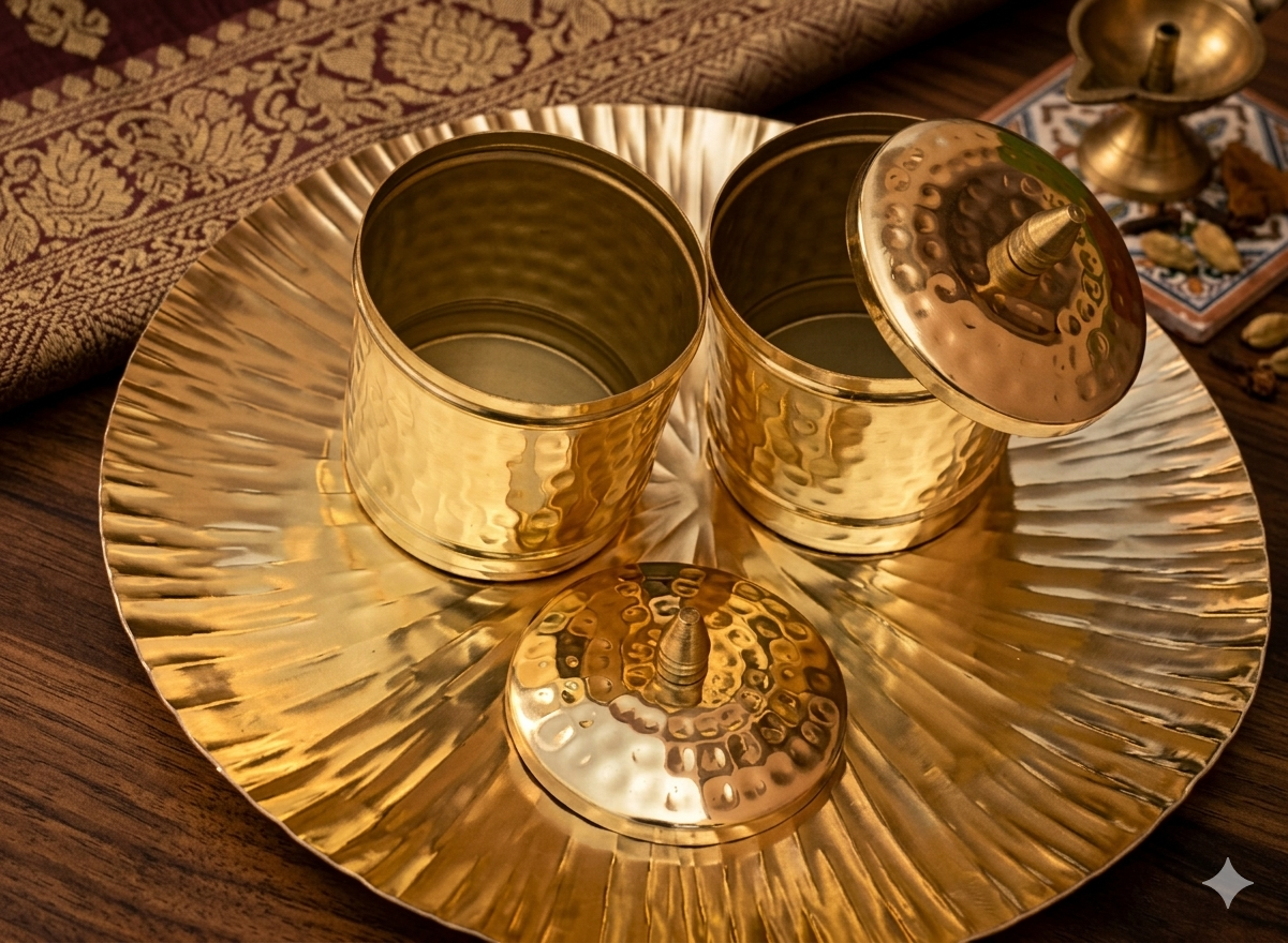 Platter with Jar, Plate For Serving/Pooja