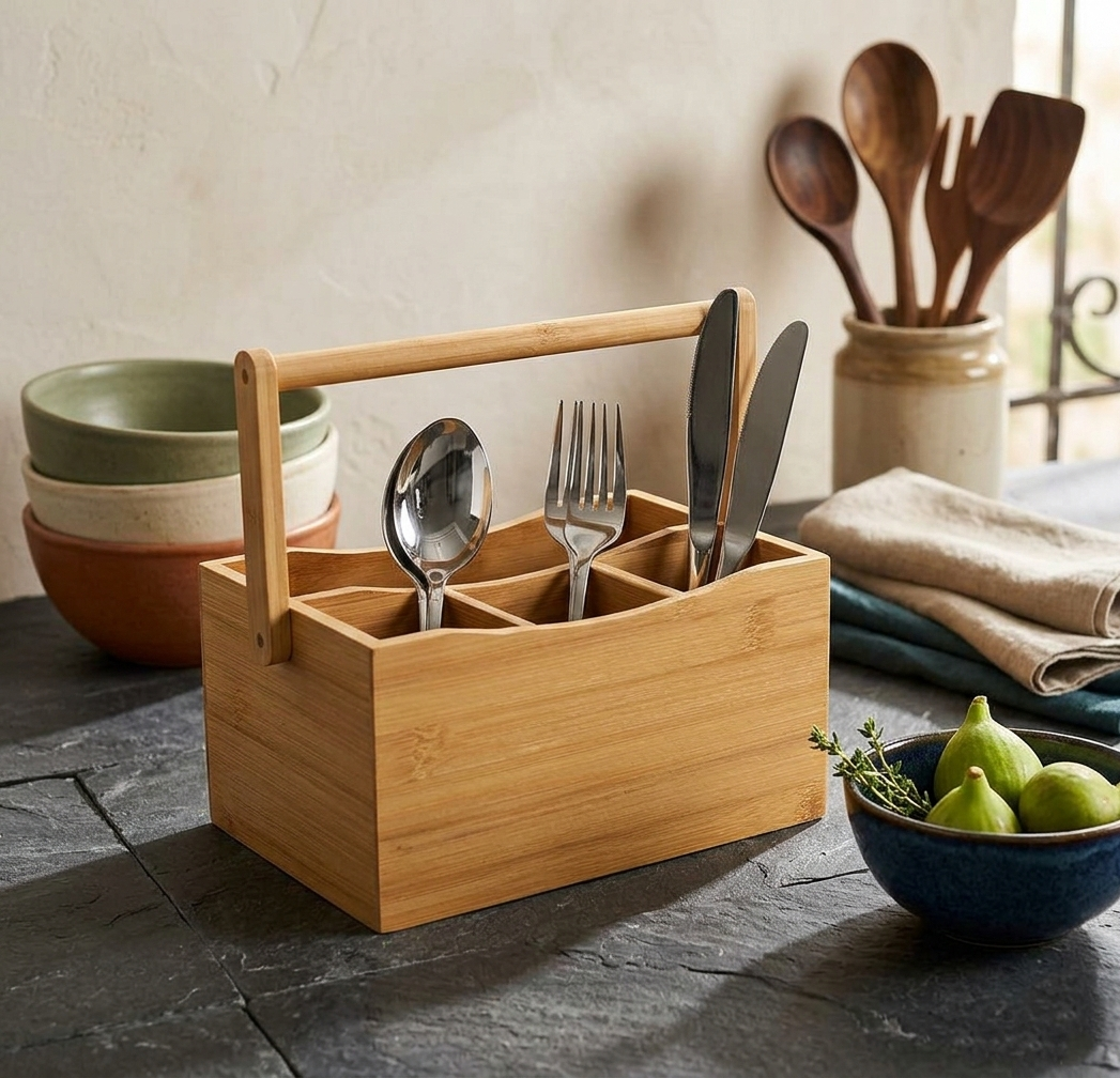 Wooden Cutlery Organizer