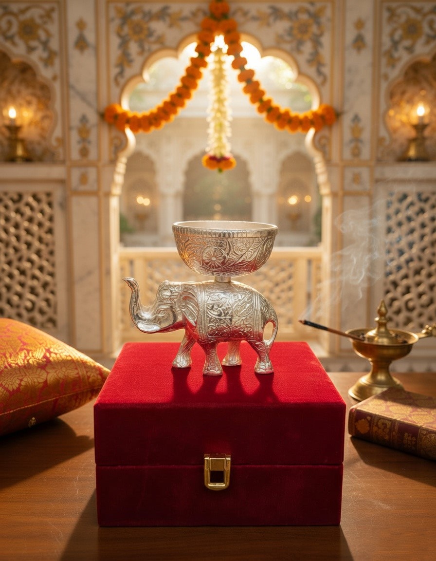 Silver Elephant Decorative Bowl
