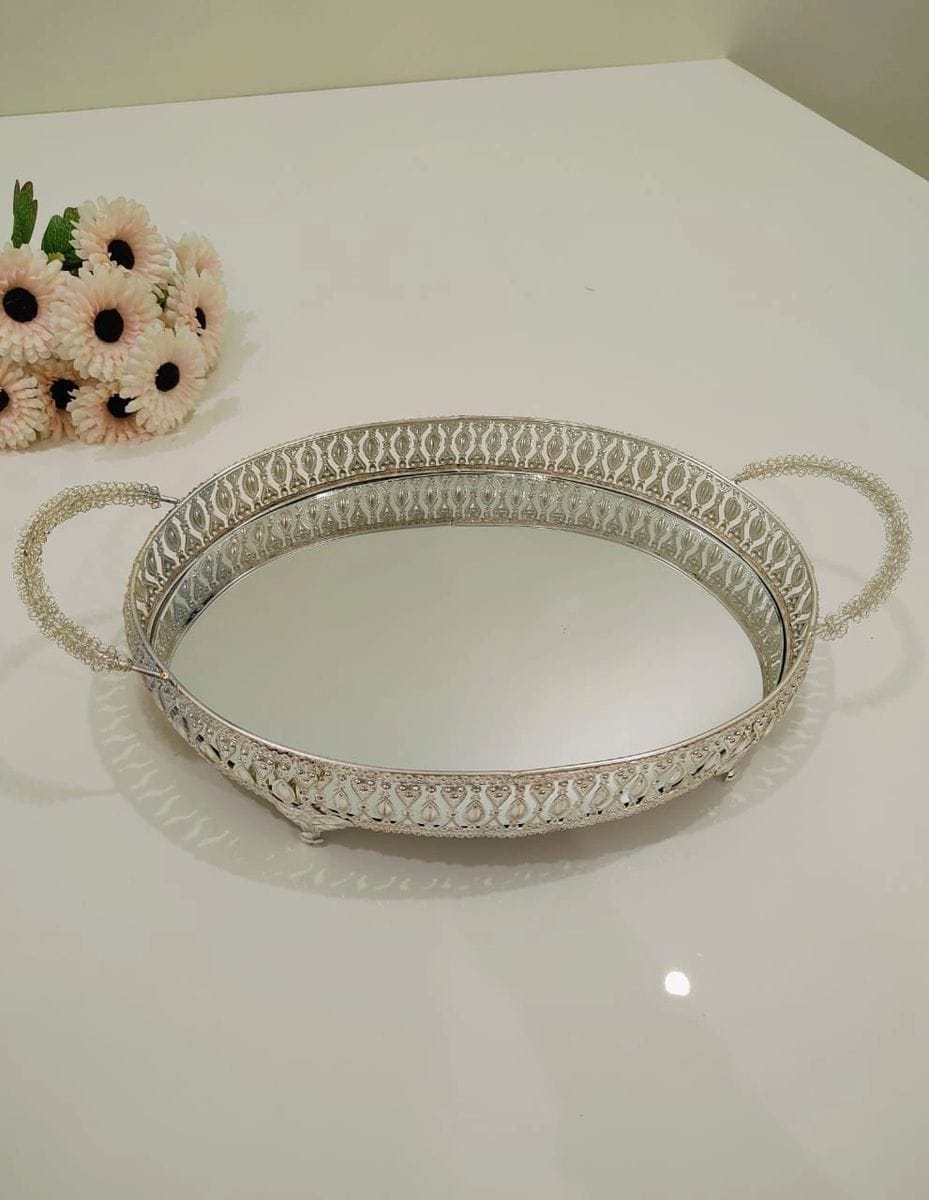 Silver Decorative Serving Tray