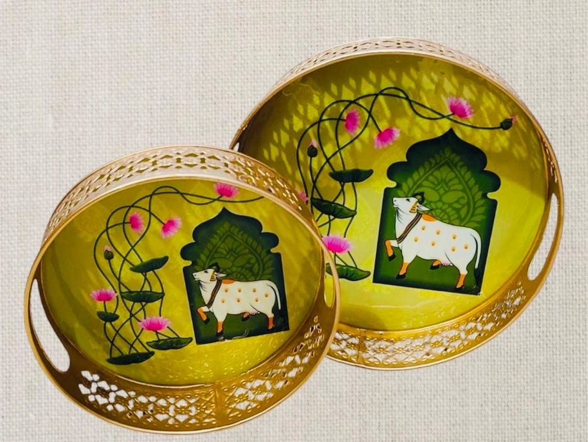 Hand-Painted Decorative Serving Trays