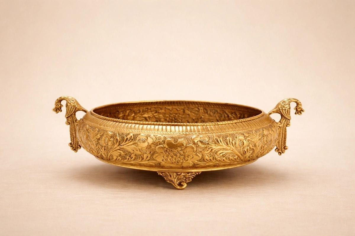 Urli Bowl with Peacock handle Design 