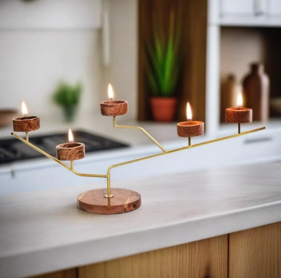 Modern Wooden Tea Light Holder Holder