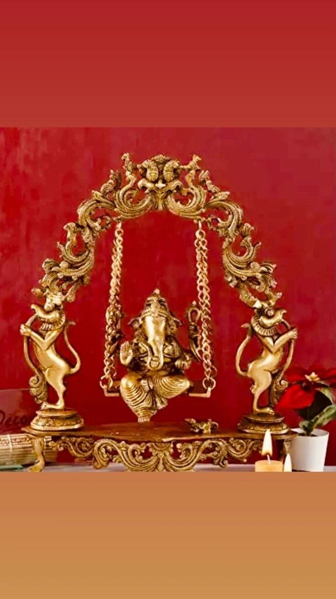 Brass Ganesha Swing Idol
