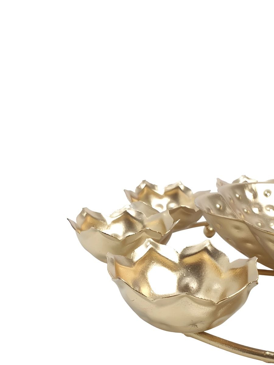Golden Urli bowl 9 candle Holder in 1