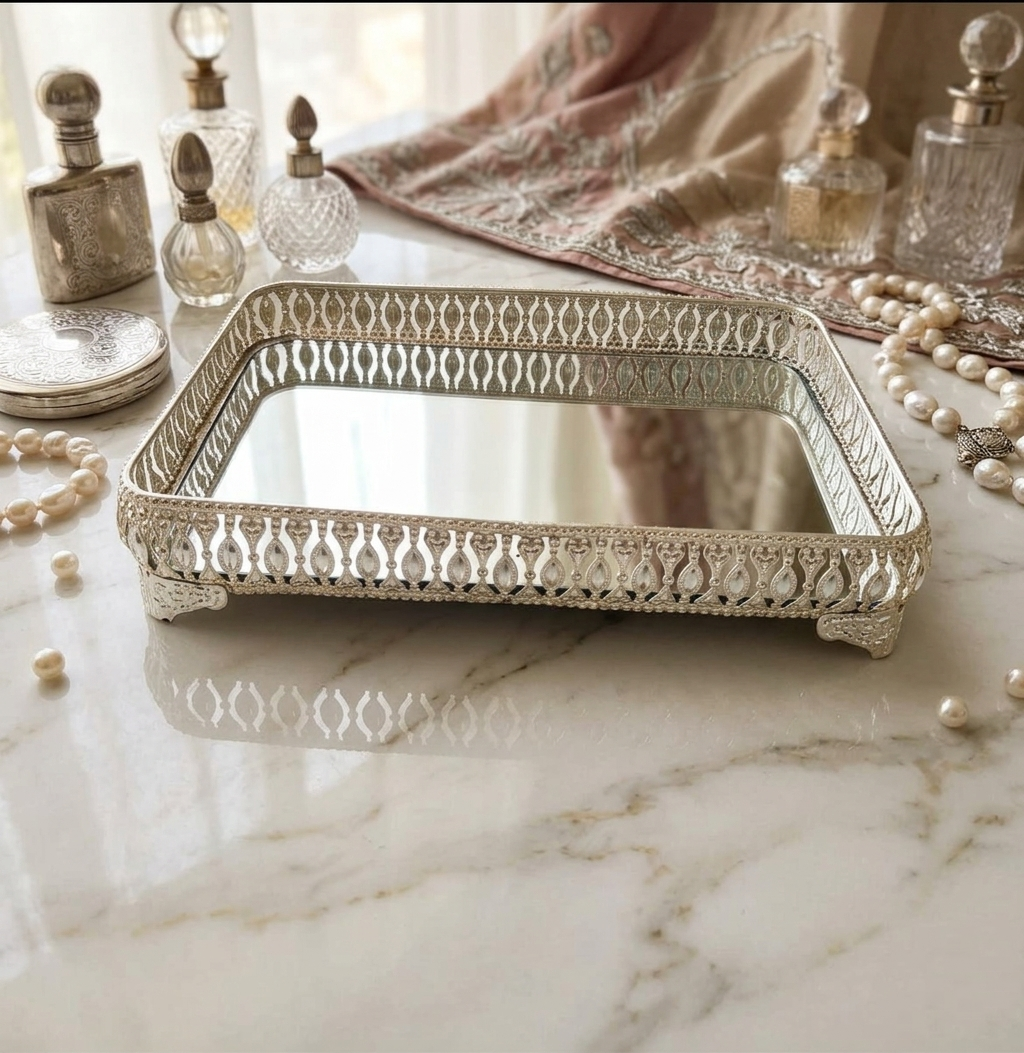 Decorative Silver Mirror Tray