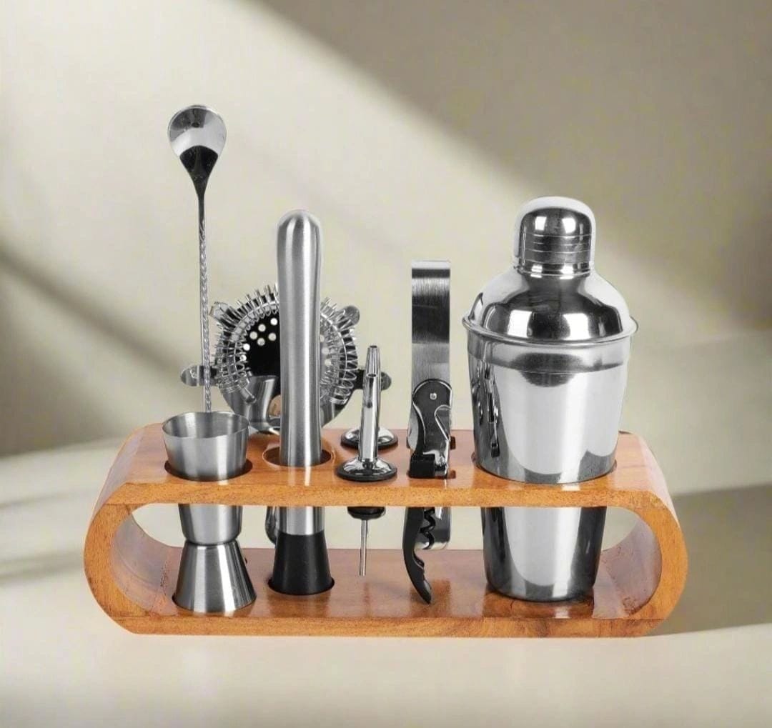 Bar Tool Set with Wooden Stand