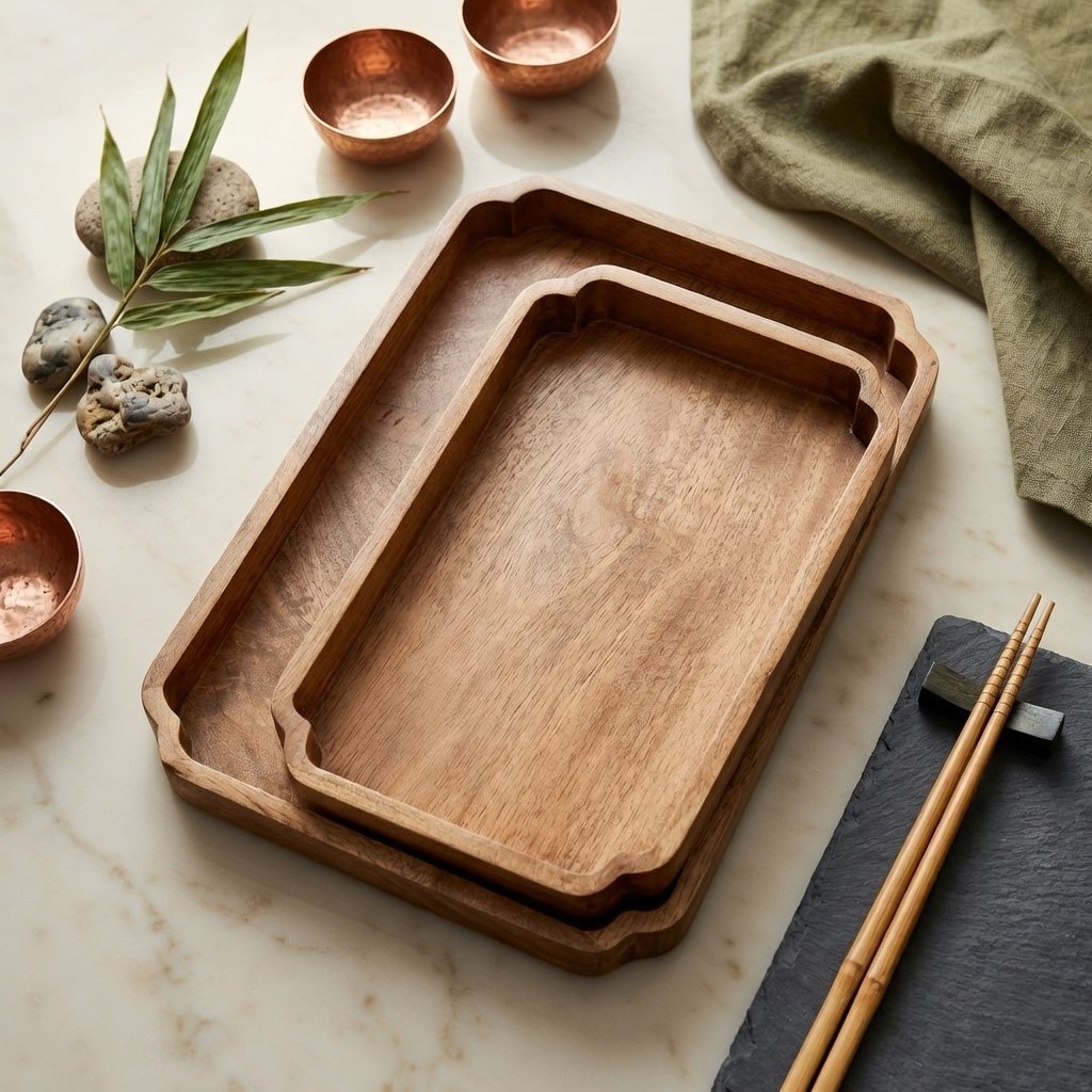 Set of Wooden Serving Trays