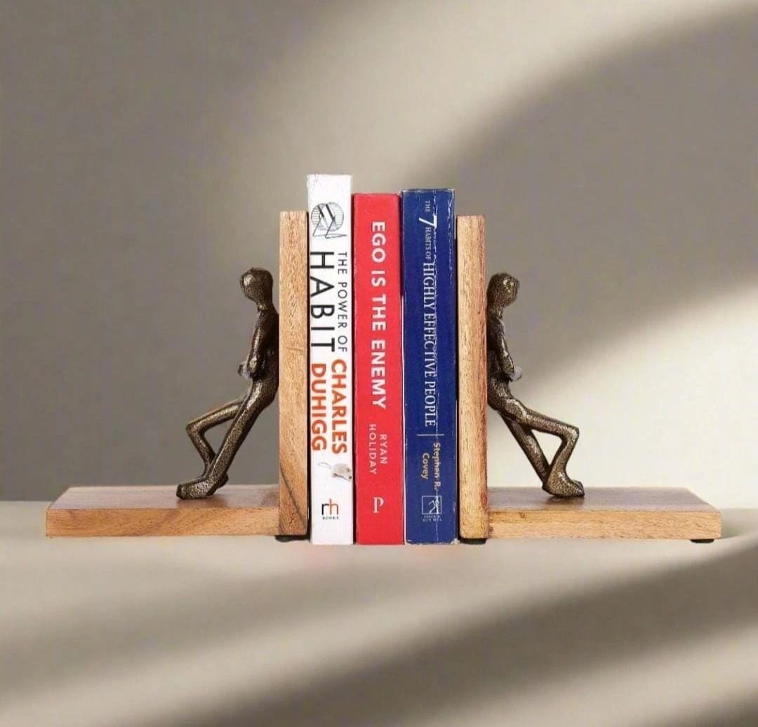 Bookends Wall Stand men Stylish Metal And Wood