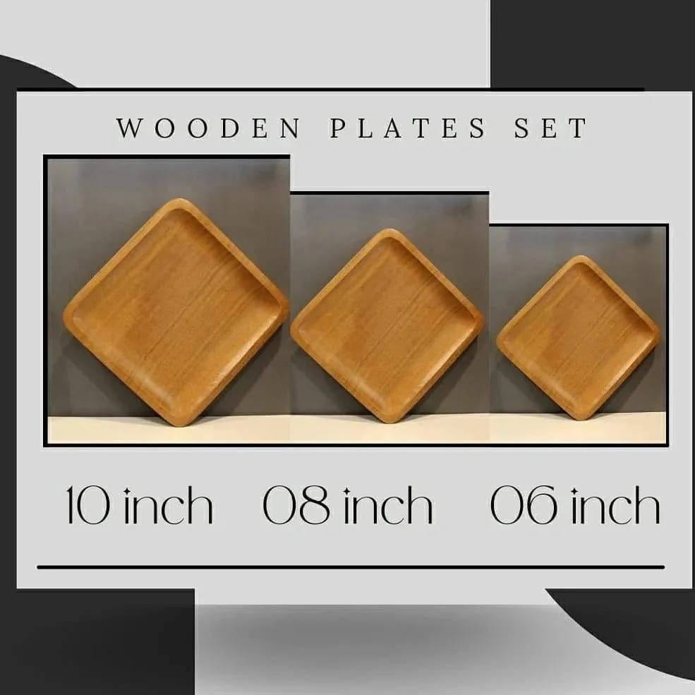 Acacia Wooden Square Tray (Set of 3)