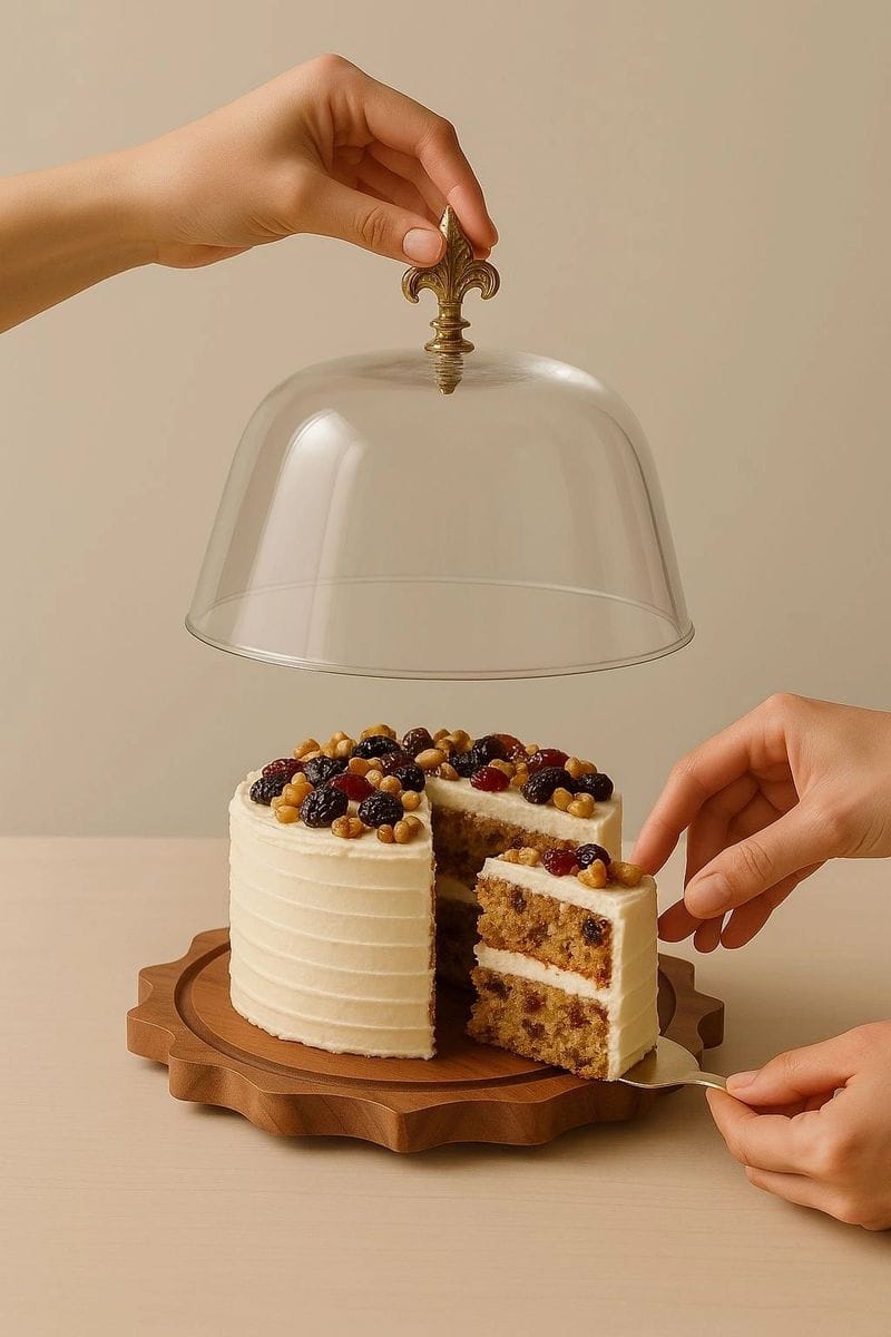 Cake dome with metal knob