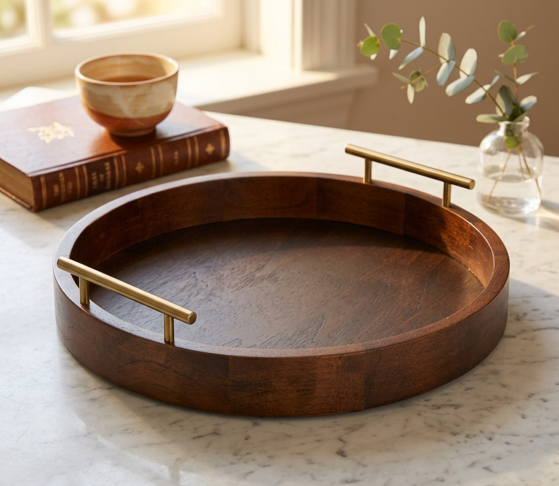 Wooden Round Serving Tray