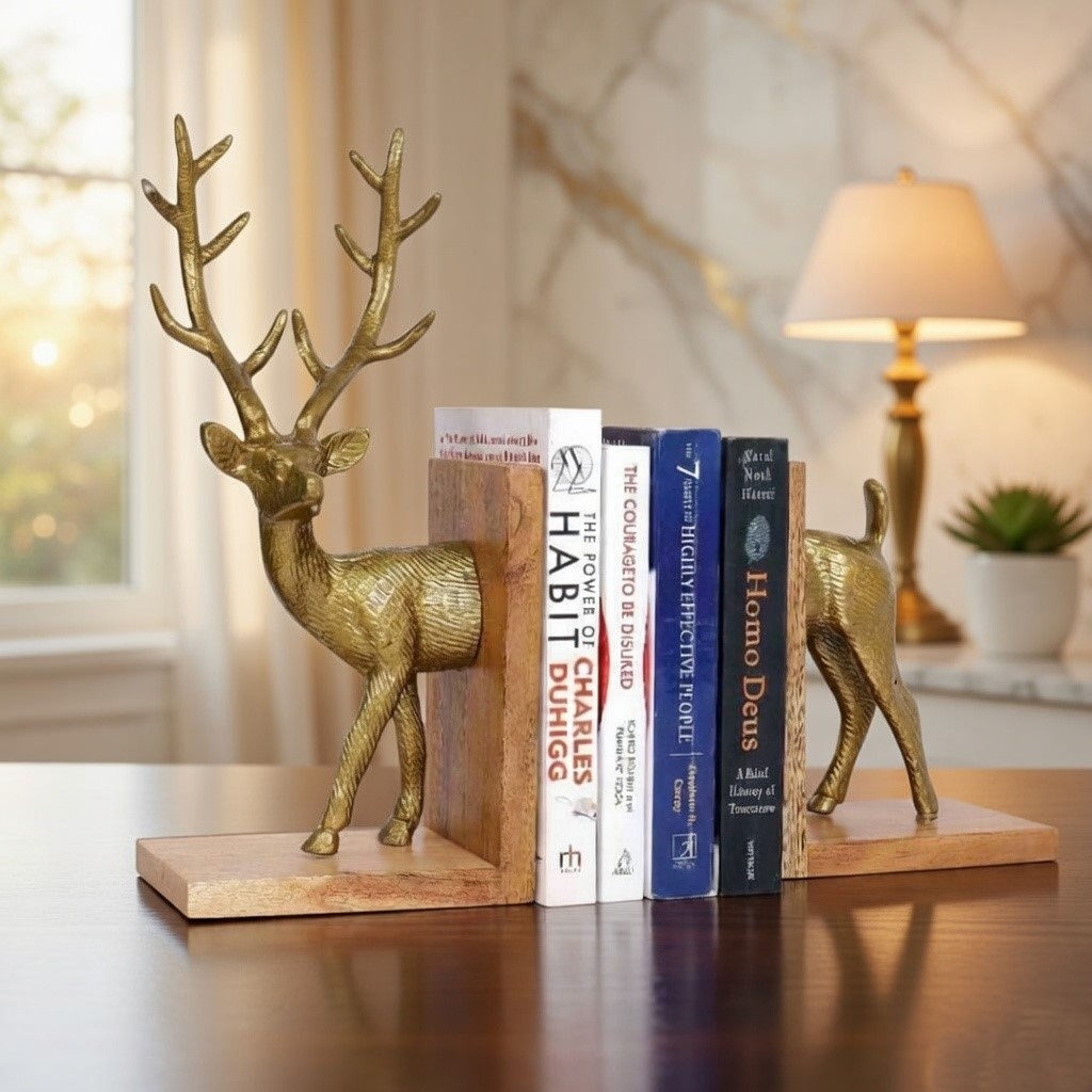 Golden Deer Bookends