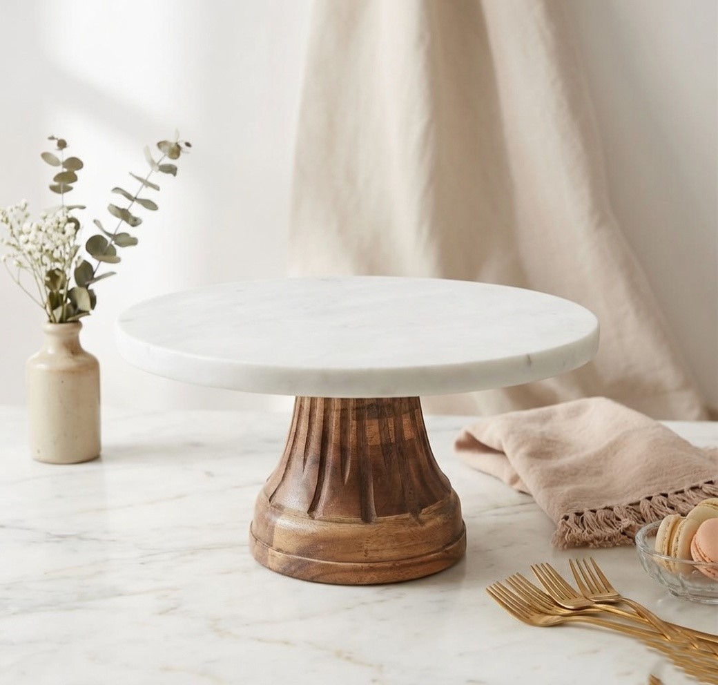 Marble & Wooden Cake Stand
