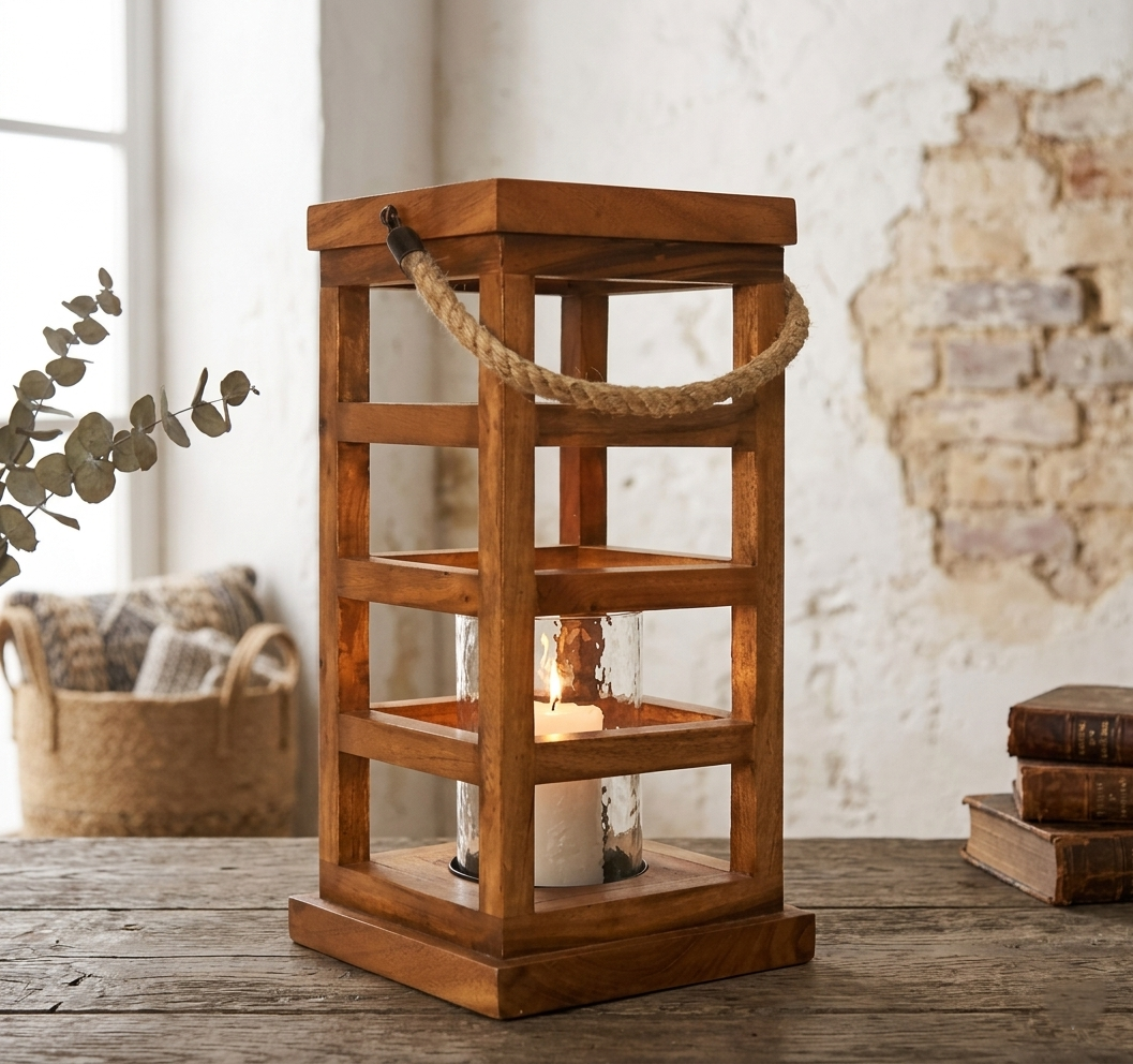 Wooden Square floor Lantern