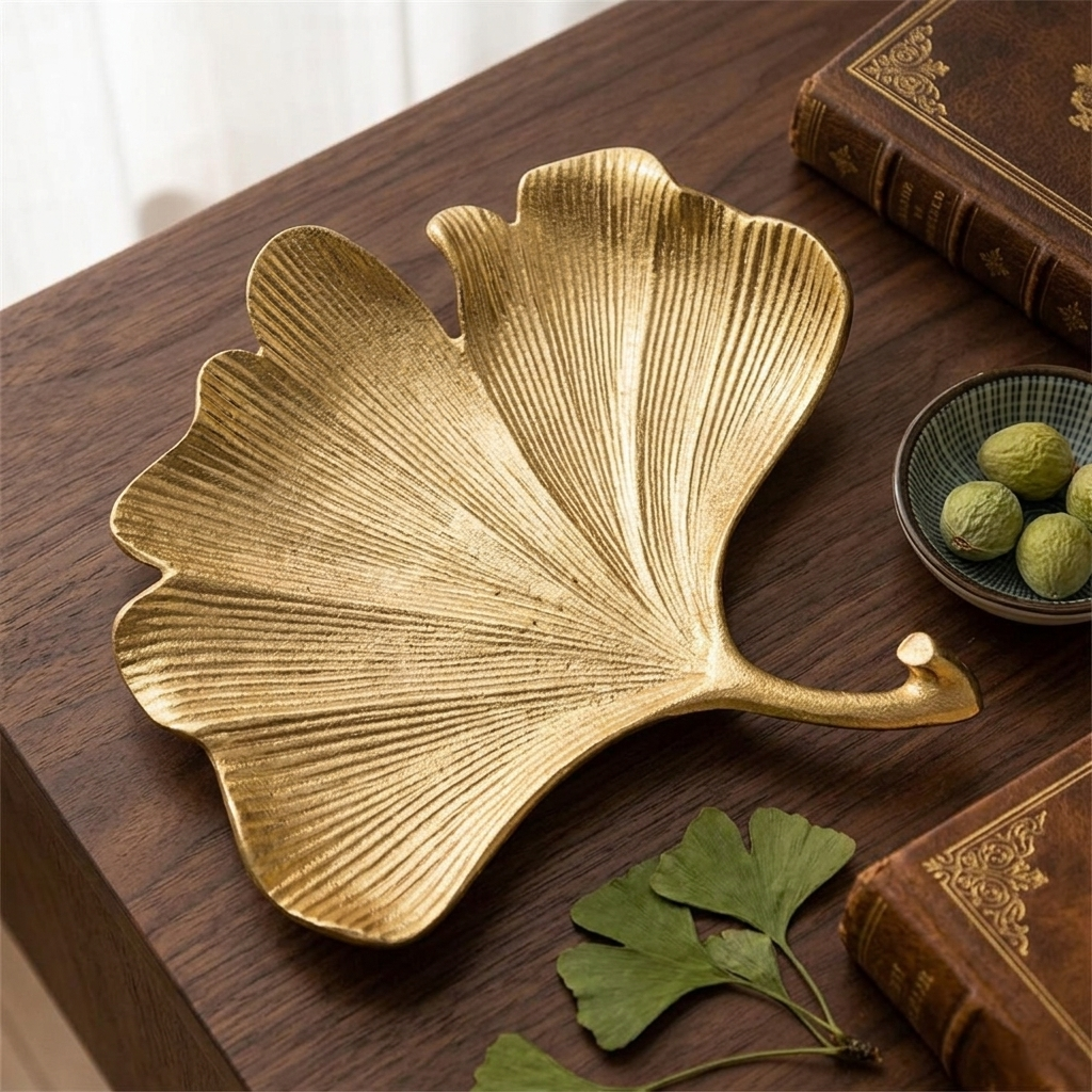 Golden Leaf Decorative Tray