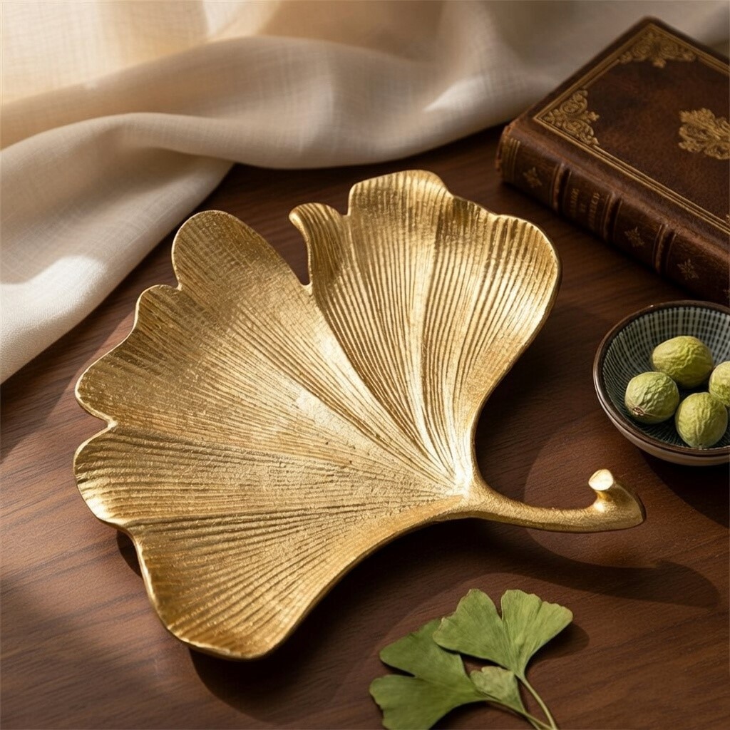 Golden Leaf Decorative Tray