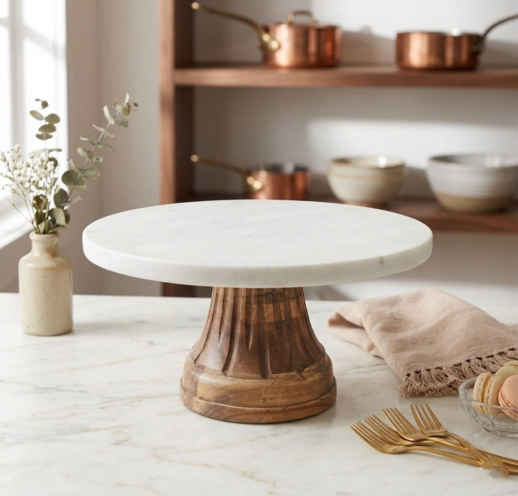 Marble & Wooden Cake Stand