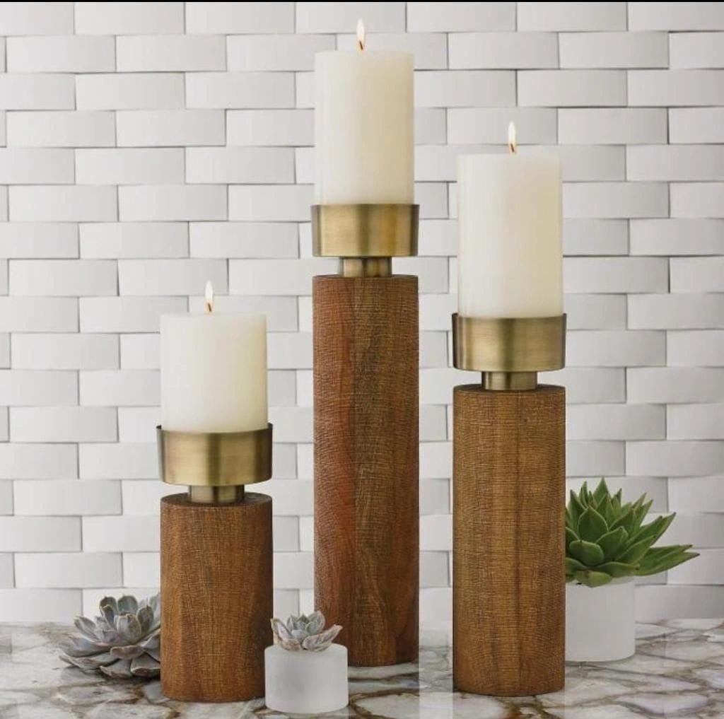 Wooden Candle Holder Set
