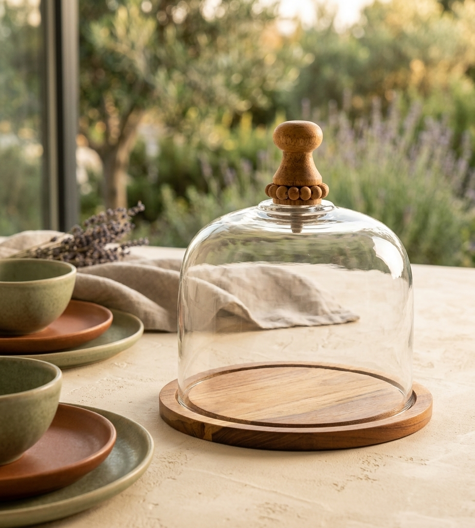 Cake Dome With rustic Wooden Knob