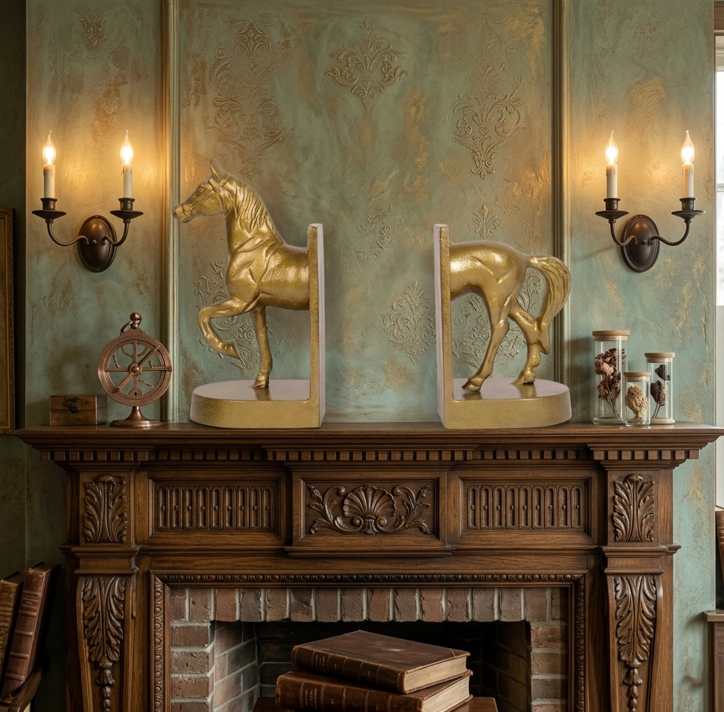 Stallion Golden Horse Bookends