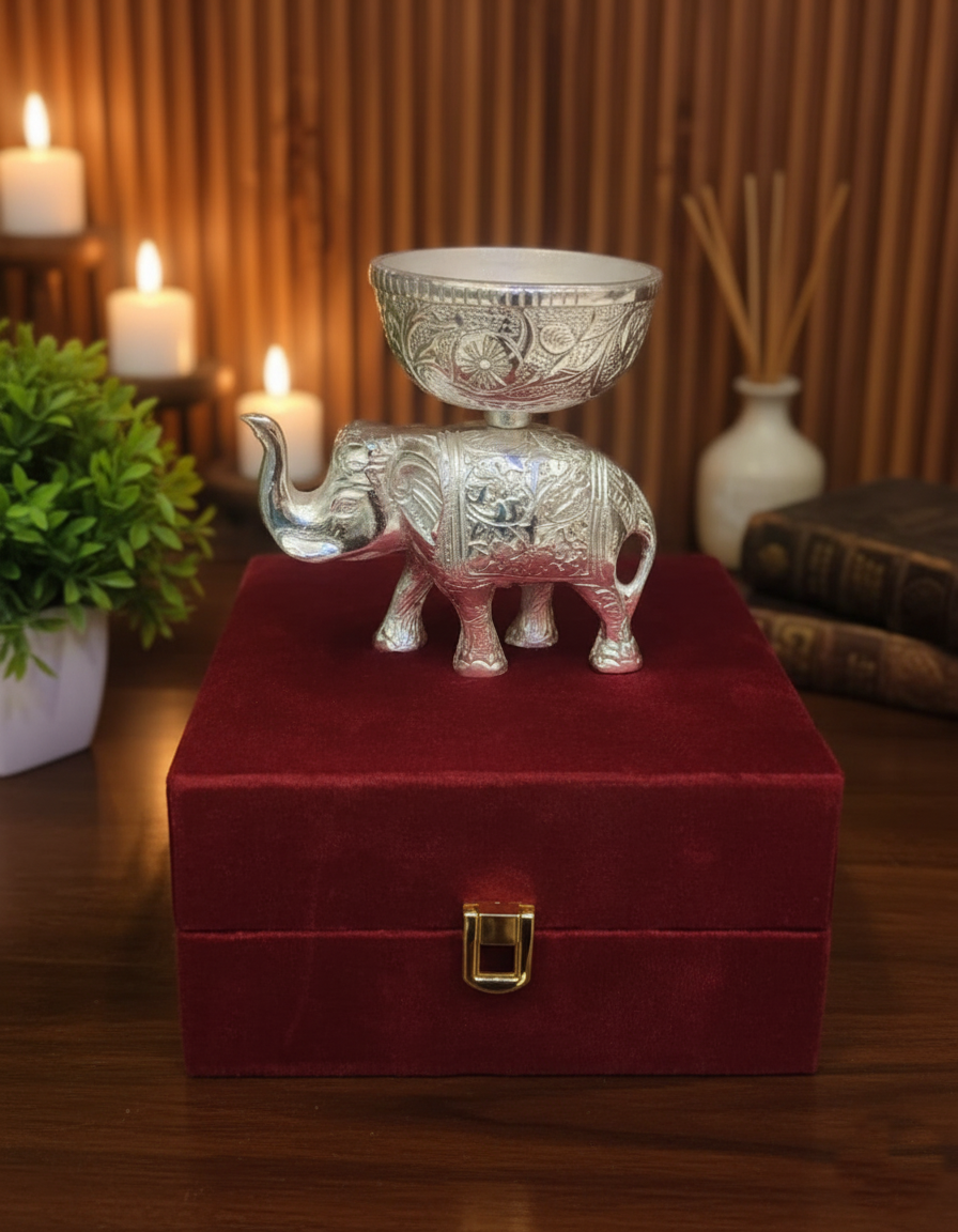 Silver Elephant Decorative Bowl