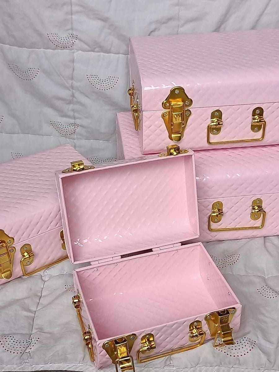 Pink Quilted Storage Box Set