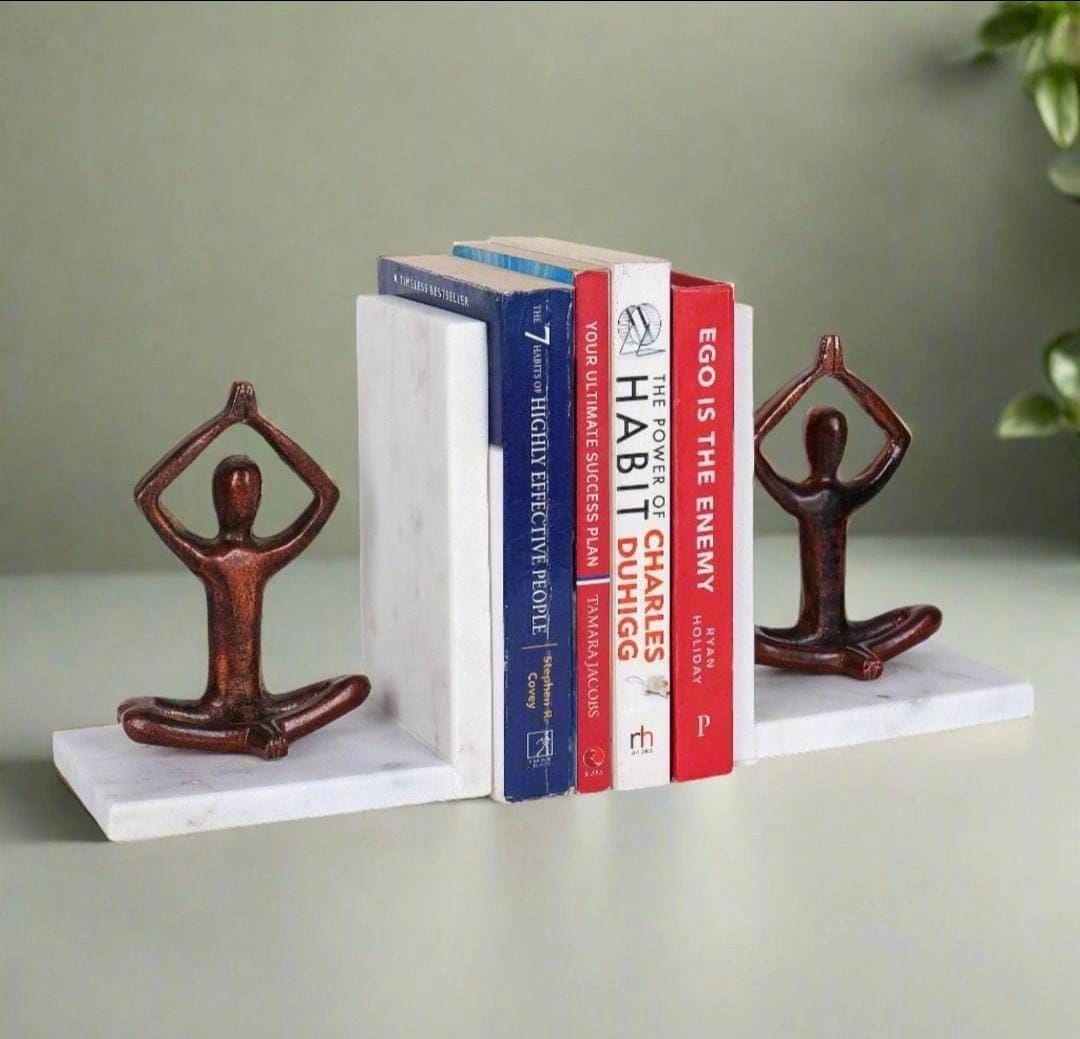 Bookend With Yoga Figurines