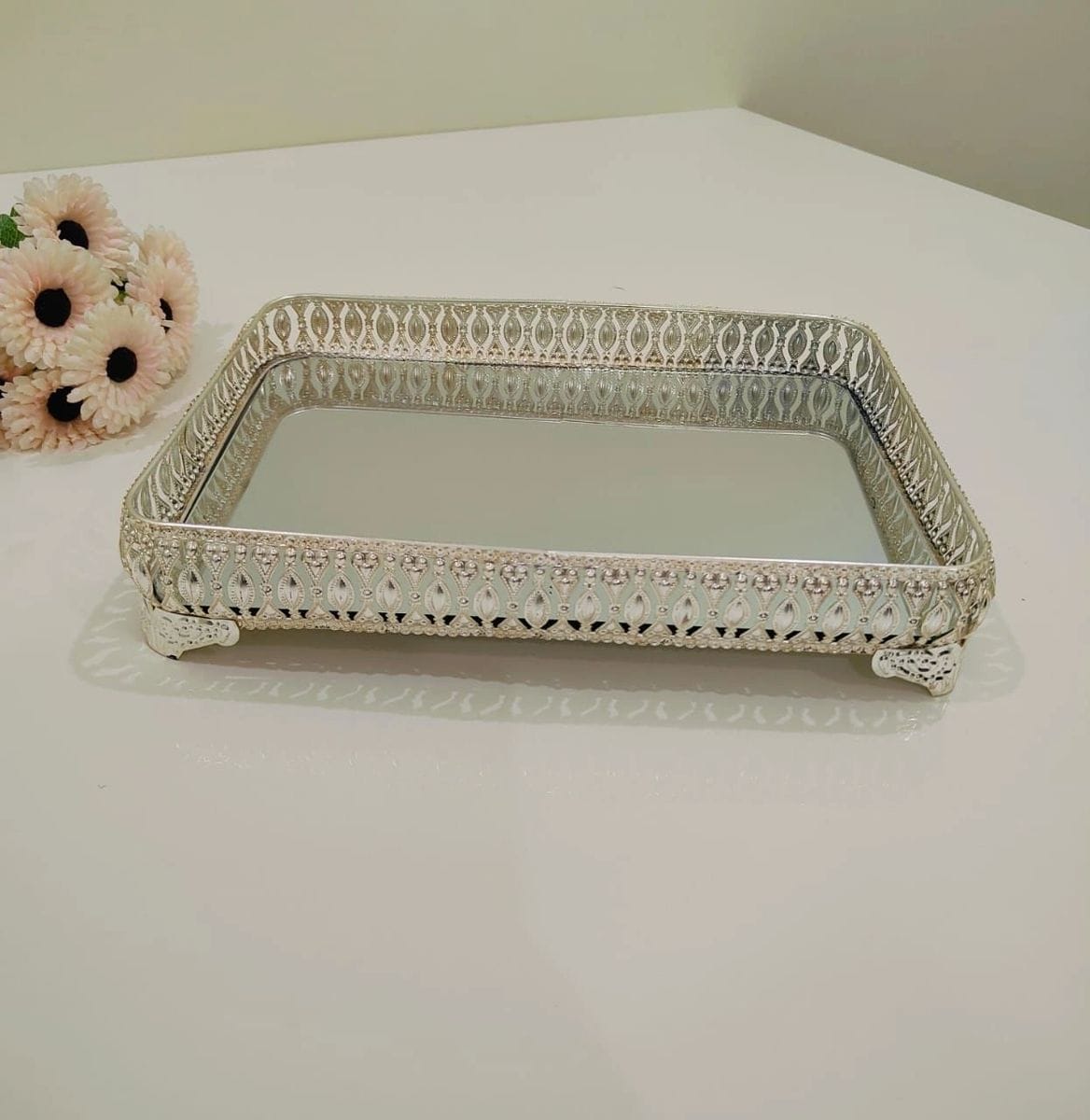 Decorative Silver Mirror Tray