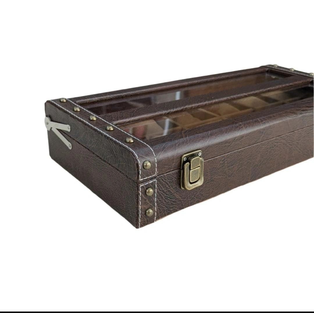 Faux Leather Watch Organizer Box (12 Slots)