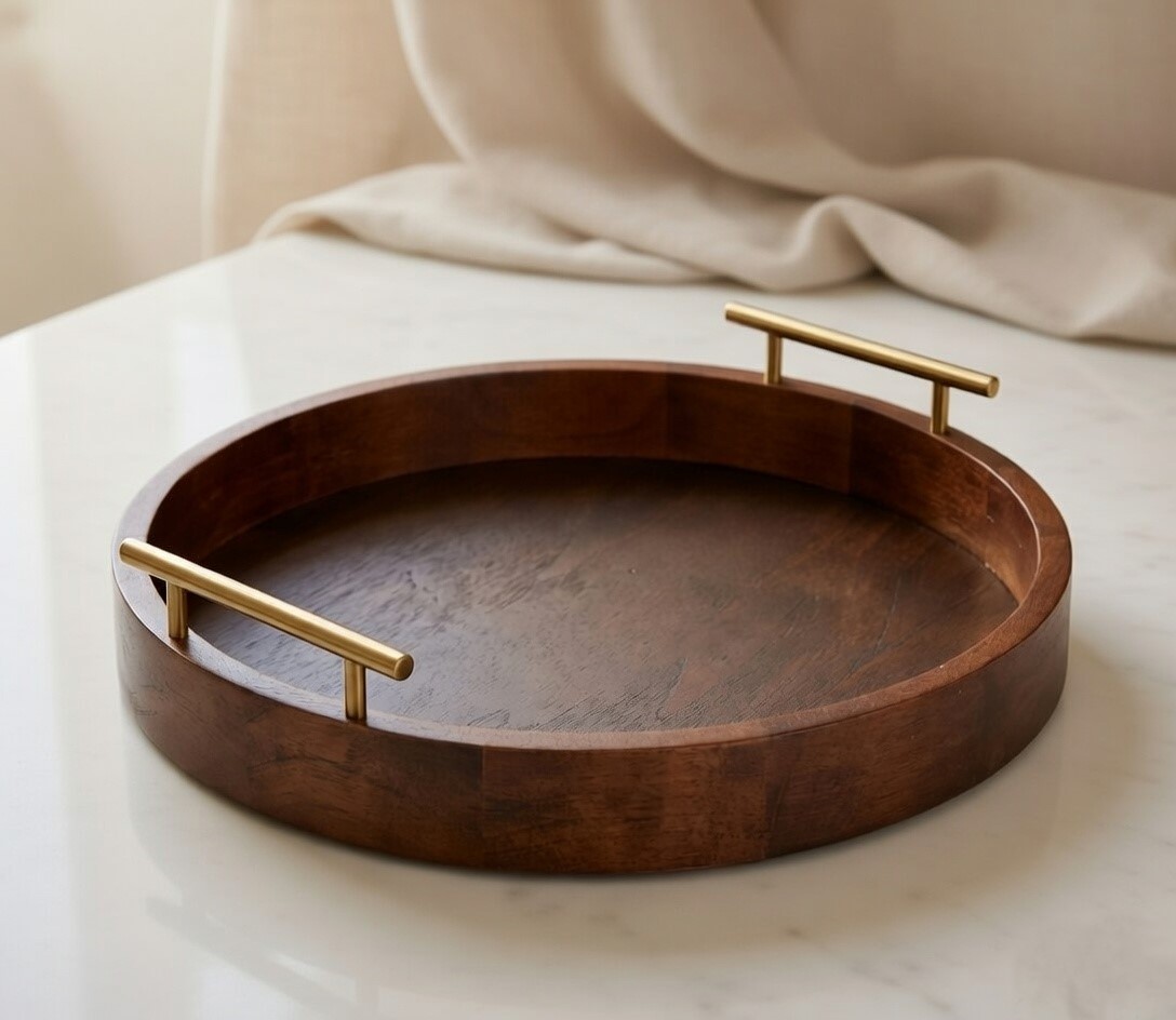 Wooden Round Serving Tray