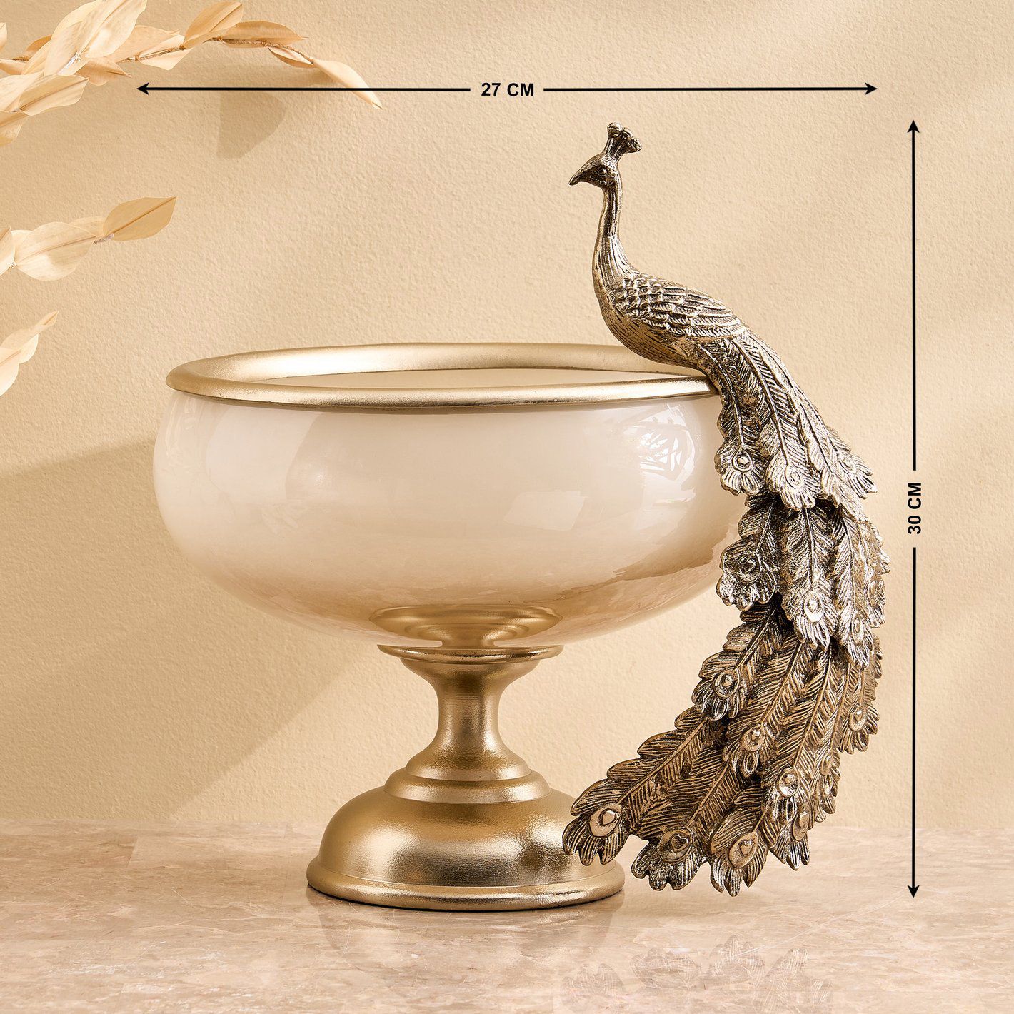 Peacock Decorative Glass Bowl