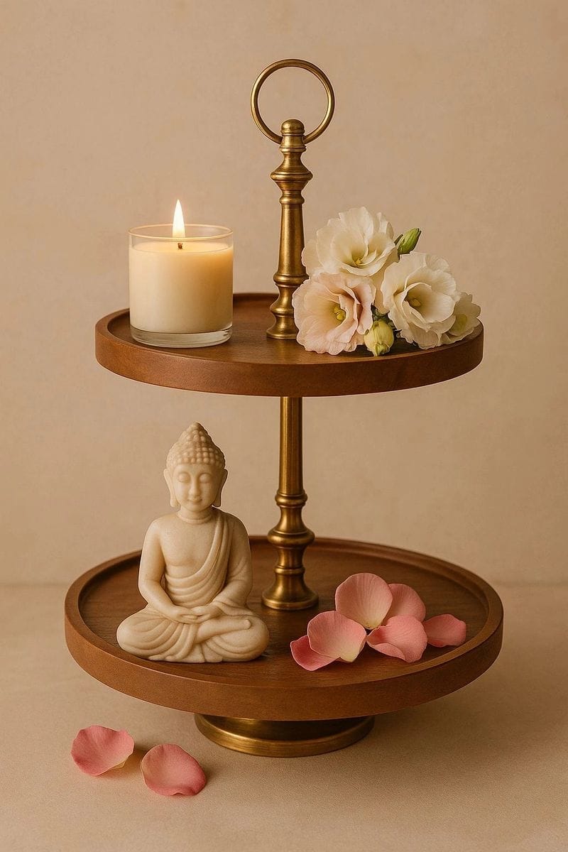 Two-Tier Wooden Decorative Stand