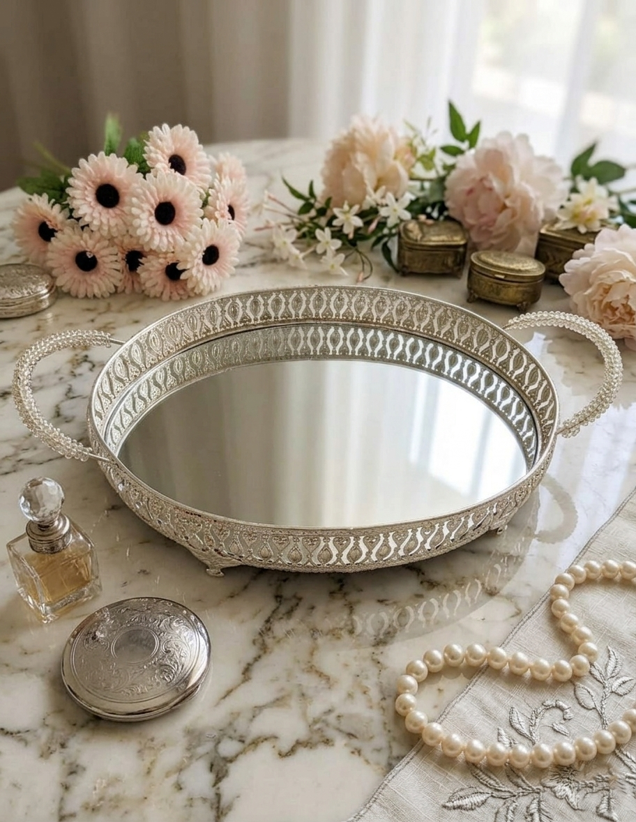 Silver Decorative Serving Tray