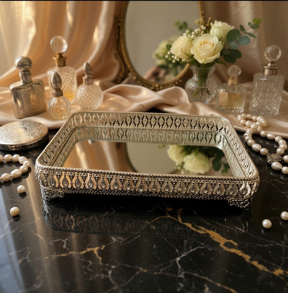 Decorative Silver Mirror Tray