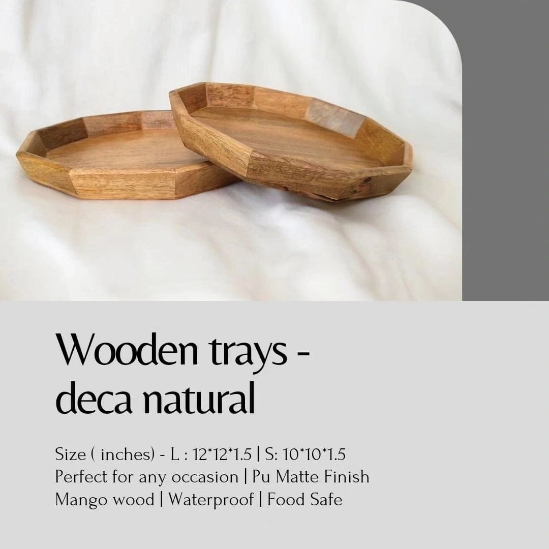 Octagonal Wooden Serving Tray Set