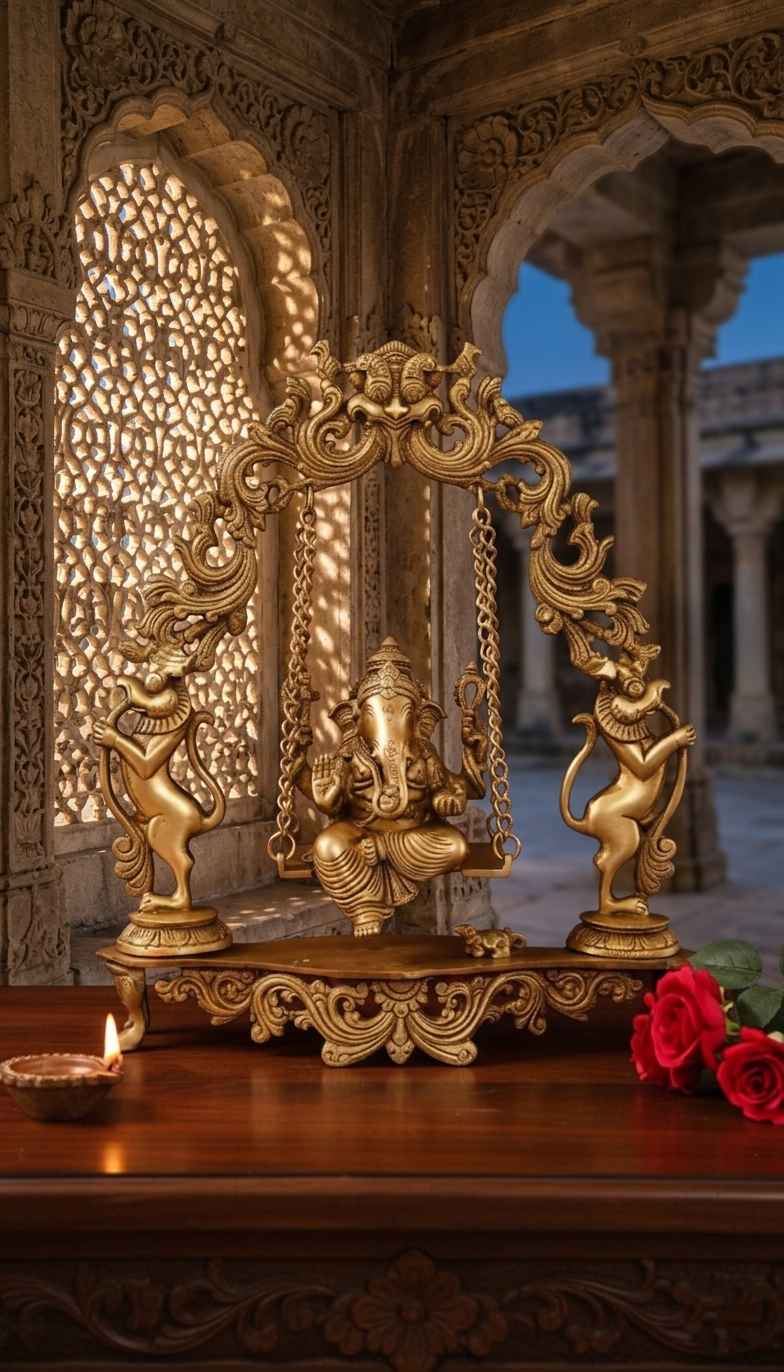 Brass Ganesha Swing Idol