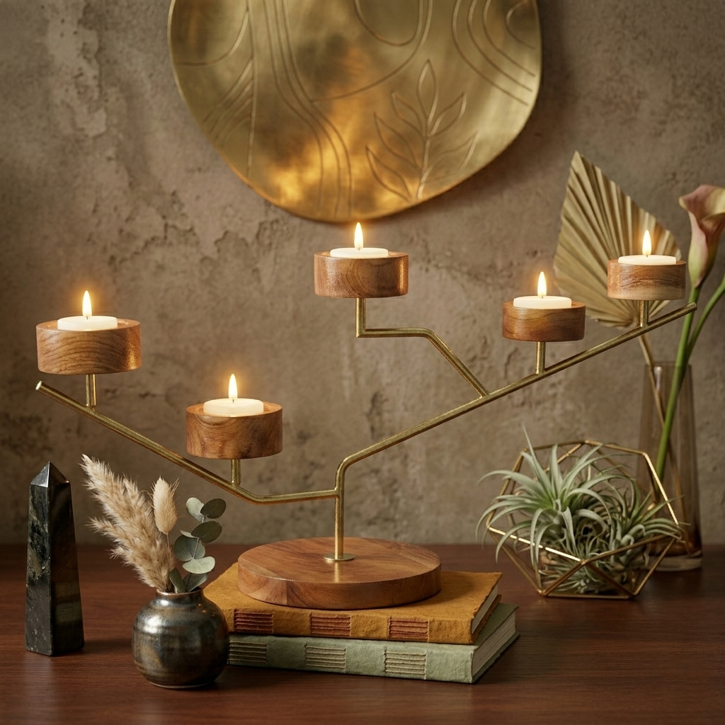 Modern Wooden Tea Light Holder Holder