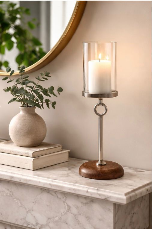 Candle stand with Glass shade
