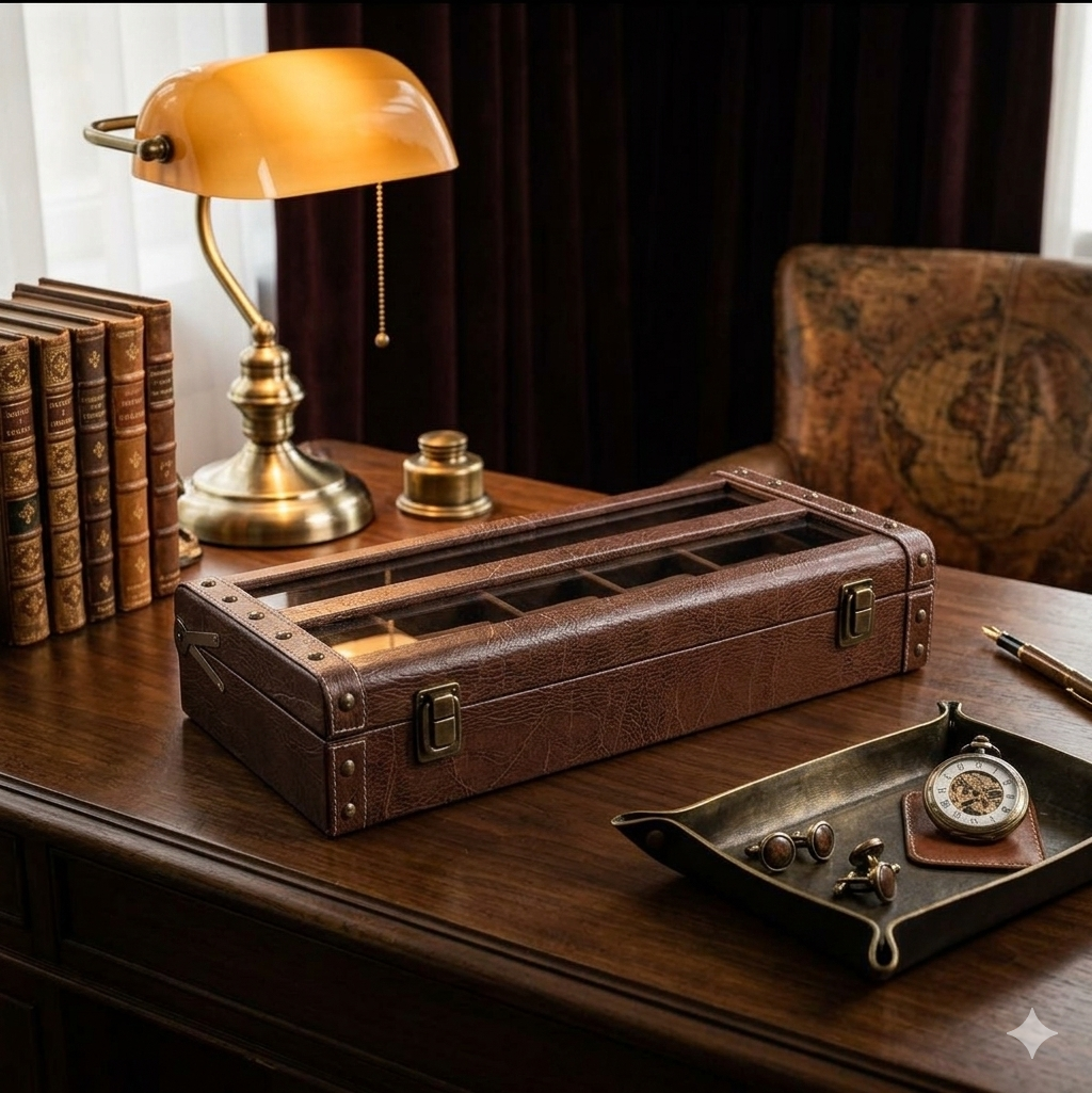 Faux Leather Watch Organizer Box (12 Slots)