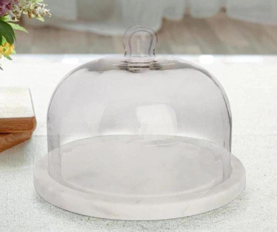 Glass Cake Dome with Marble Base