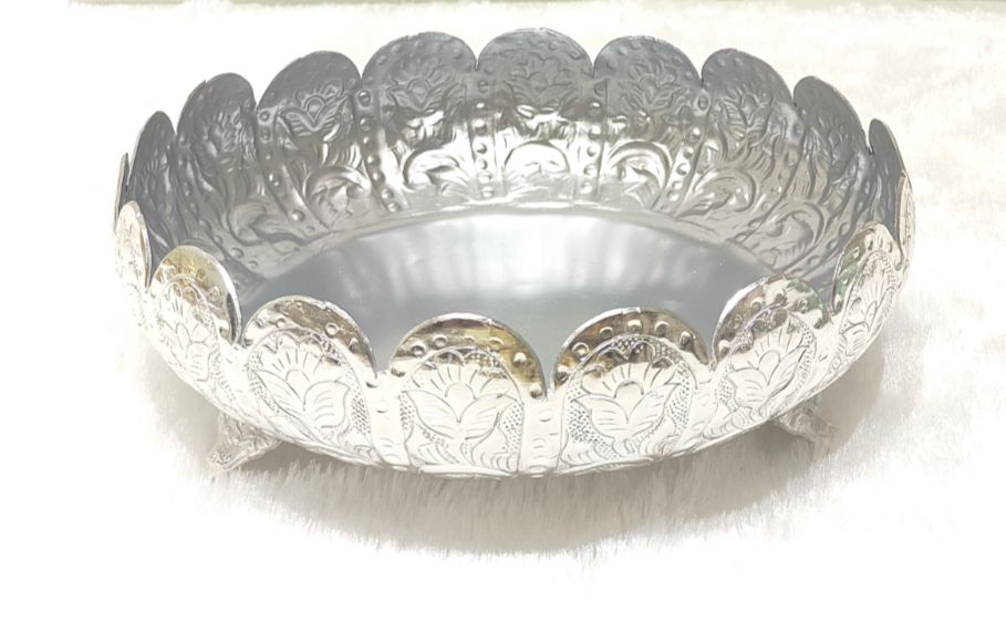 Embossed Silver-Plated Decorative Bowl